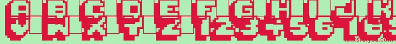 Pixelmania-Schriftart – Rote Schriften auf grünem Hintergrund