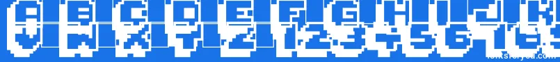 フォントPixelmania – 青い背景に白い文字