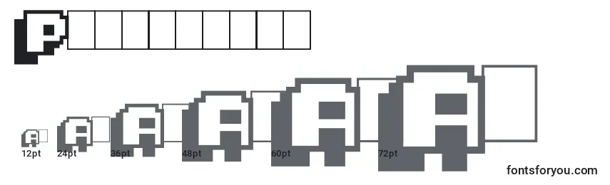 Größen der Schriftart Pixelmania