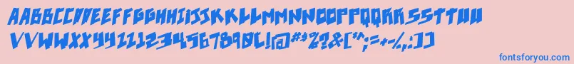 Pixelpunk boldital Font – Blue Fonts on Pink Background