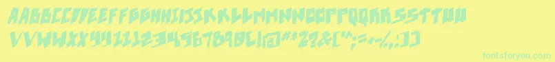 Pixelpunk boldital Font – Green Fonts on Yellow Background