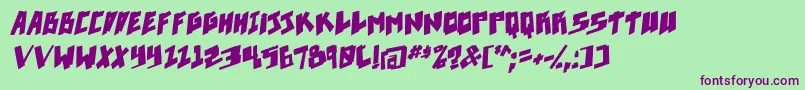 Pixelpunk boldital Font – Purple Fonts on Green Background
