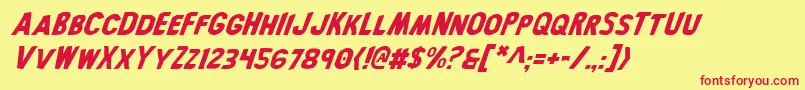 BronicItalic Font – Red Fonts on Yellow Background