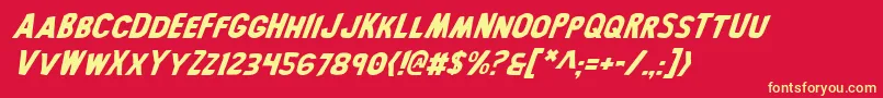BronicItalic-Schriftart – Gelbe Schriften auf rotem Hintergrund
