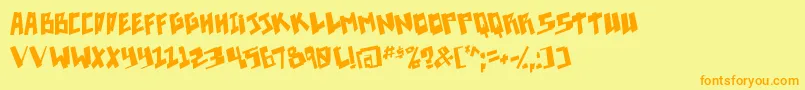 フォントPixelpunk – オレンジの文字が黄色の背景にあります。