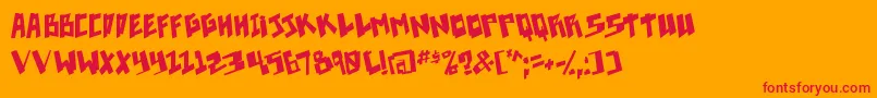 Pixelpunk-Schriftart – Rote Schriften auf orangefarbenem Hintergrund