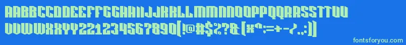 pixlashed 15 Font – Green Fonts on Blue Background