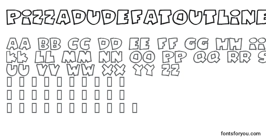 Czcionka PIZZADUDEFATOUTLINE (136963) – alfabet, cyfry, specjalne znaki