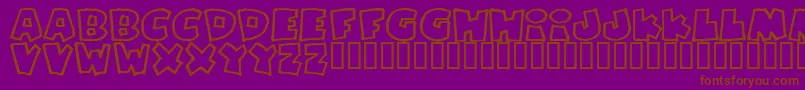 Fonte PIZZADUDEFATOUTLINE – fontes marrons em um fundo roxo