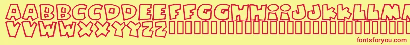 Шрифт PIZZADUDEFATOUTLINE – красные шрифты на жёлтом фоне