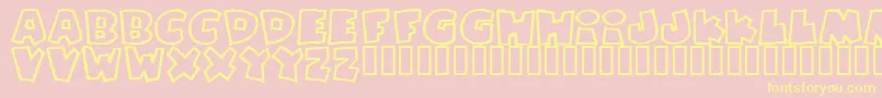 PIZZADUDEFATOUTLINE-Schriftart – Gelbe Schriften auf rosa Hintergrund