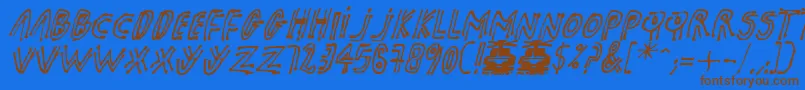 pk shaman Font – Brown Fonts on Blue Background