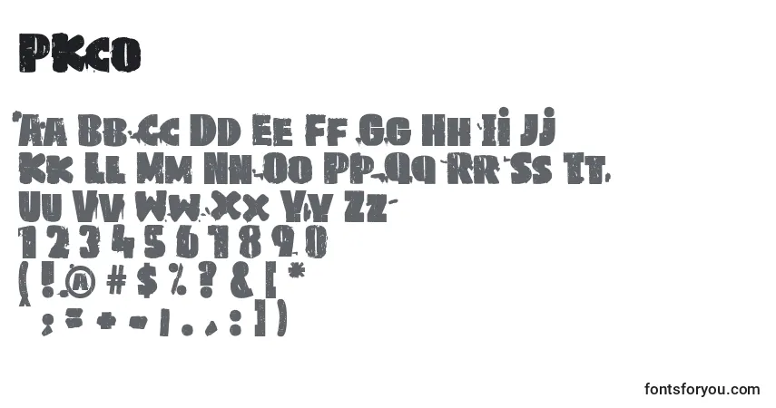 Schriftart PKco – Alphabet, Zahlen, spezielle Symbole