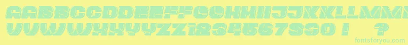 Plagiat Italic-Schriftart – Grüne Schriften auf gelbem Hintergrund