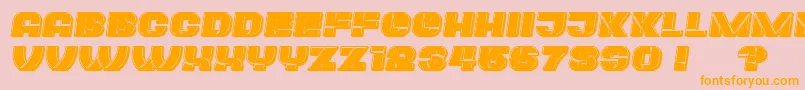 フォントPlagiat Italic – オレンジの文字がピンクの背景にあります。