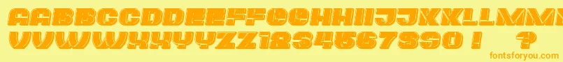 フォントPlagiat Italic – オレンジの文字が黄色の背景にあります。