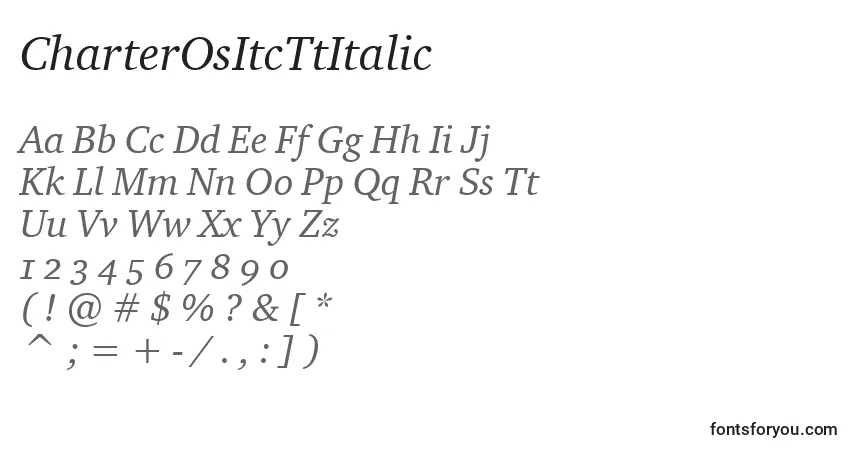 Schriftart CharterOsItcTtItalic – Alphabet, Zahlen, spezielle Symbole