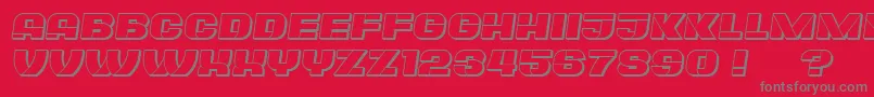 PlagiatHollow Italic-fontti – harmaat kirjasimet punaisella taustalla
