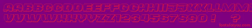 フォントPlagiatHollow Italic – 紫の背景に赤い文字
