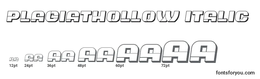 Tamaños de fuente PlagiatHollow Italic