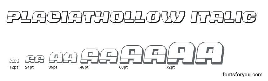 Tamanhos de fonte PlagiatHollow Italic