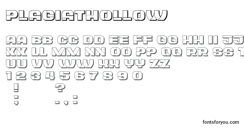 A fonte PlagiatHollow – alfabeto, números, caracteres especiais