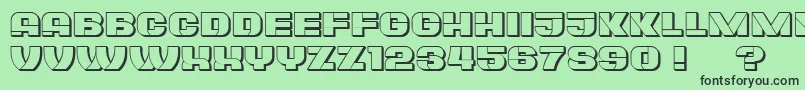 フォントPlagiatHollow – 緑の背景に黒い文字