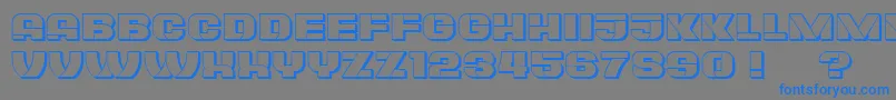 フォントPlagiatHollow – 灰色の背景に青い文字