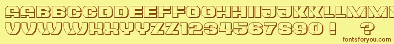 フォントPlagiatHollow – 茶色の文字が黄色の背景にあります。