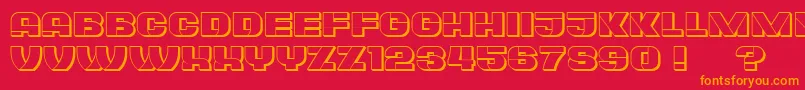 フォントPlagiatHollow – 赤い背景にオレンジの文字