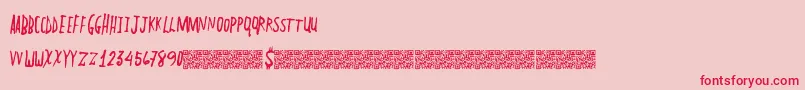 フォントPlainLines – ピンクの背景に赤い文字