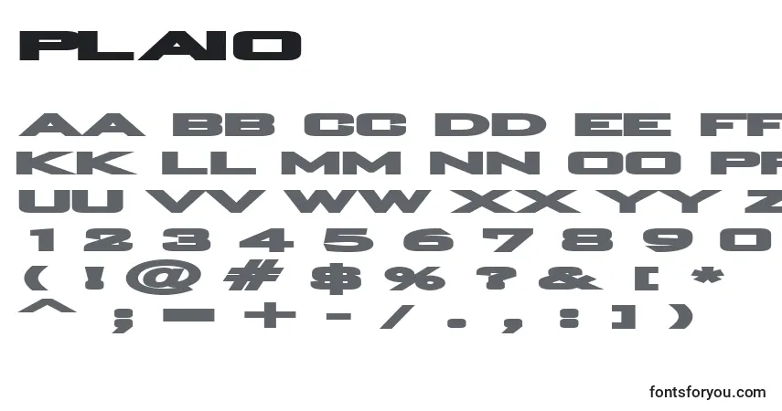 Czcionka PLAIO    (136976) – alfabet, cyfry, specjalne znaki
