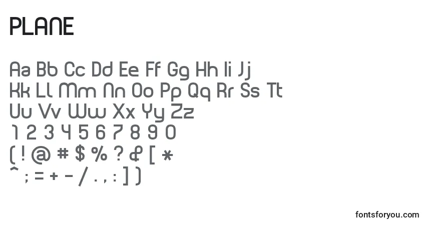 Шрифт PLANE    (136978) – алфавит, цифры, специальные символы
