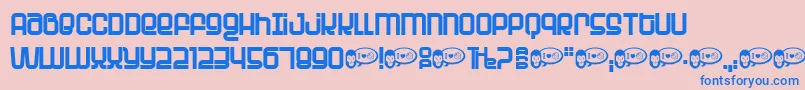 PLANET  -Schriftart – Blaue Schriften auf rosa Hintergrund