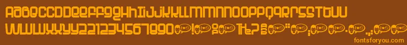 PLANET  -Schriftart – Orangefarbene Schriften auf braunem Hintergrund