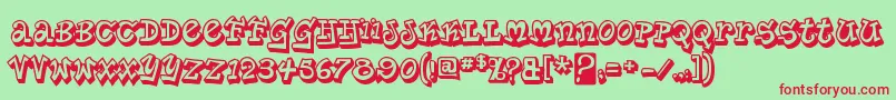 フォントplanet benson 2 – 赤い文字の緑の背景