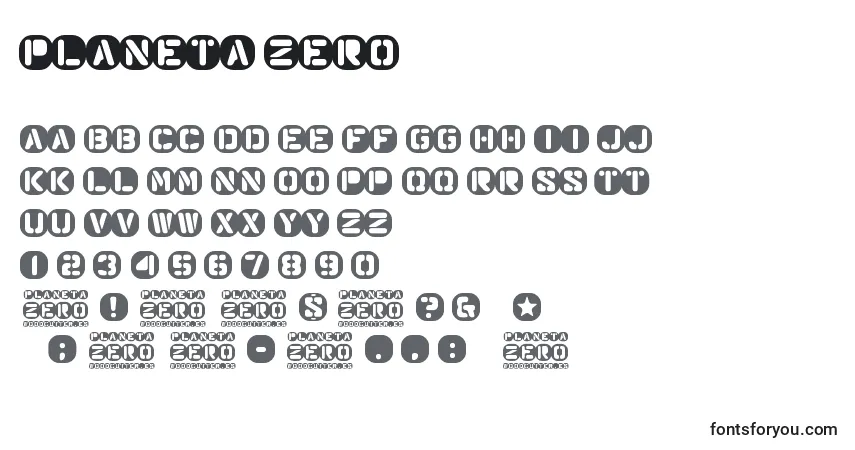 A fonte Planeta Zero – alfabeto, números, caracteres especiais