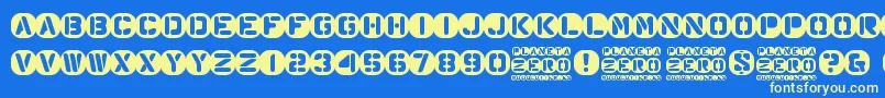 Planeta Zero Font – Yellow Fonts on Blue Background