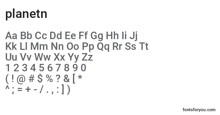 Czcionka Planetn (136982) – alfabet, cyfry, specjalne znaki