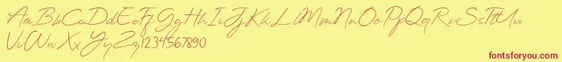 Planets Signature Font – Red Fonts on Yellow Background