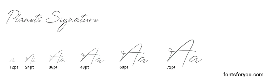 Planets Signature Font Sizes