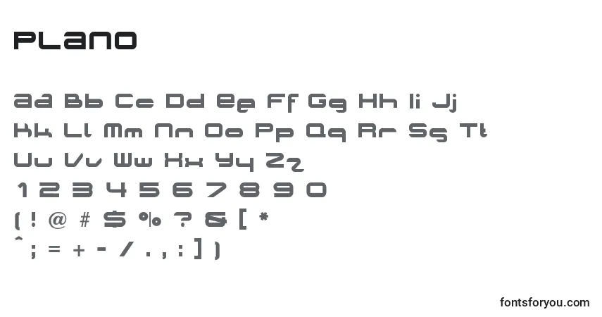 Шрифт PLANO    (136986) – алфавит, цифры, специальные символы