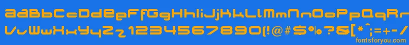 フォントPLANO    – オレンジ色の文字が青い背景にあります。