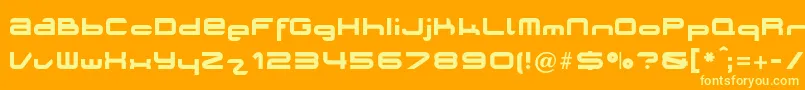PLANO   -Schriftart – Gelbe Schriften auf orangefarbenem Hintergrund