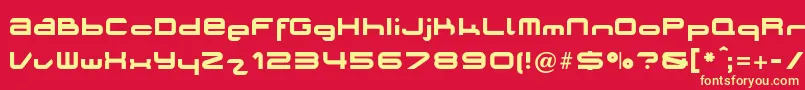 PLANO   -fontti – keltaiset fontit punaisella taustalla