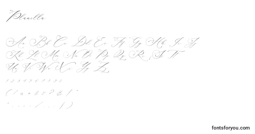 Schriftart Planolla – Alphabet, Zahlen, spezielle Symbole