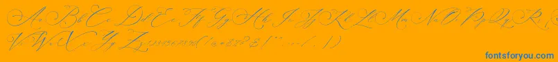 Planolla-Schriftart – Blaue Schriften auf orangefarbenem Hintergrund