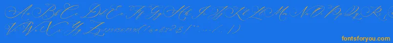 Planolla-Schriftart – Orangefarbene Schriften auf blauem Hintergrund