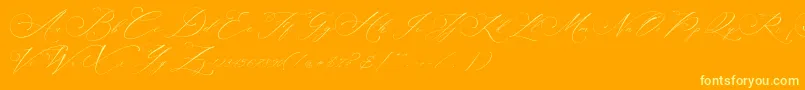 Planolla-Schriftart – Gelbe Schriften auf orangefarbenem Hintergrund