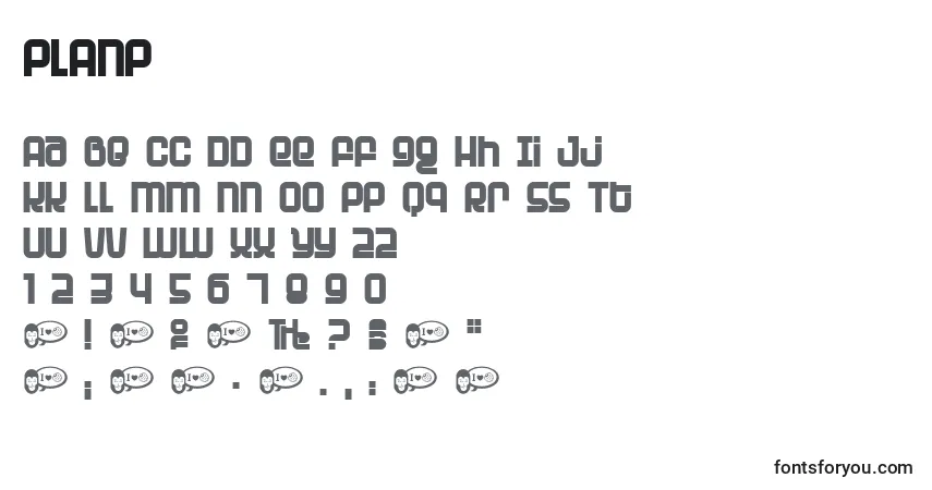 A fonte PLANP    (136988) – alfabeto, números, caracteres especiais